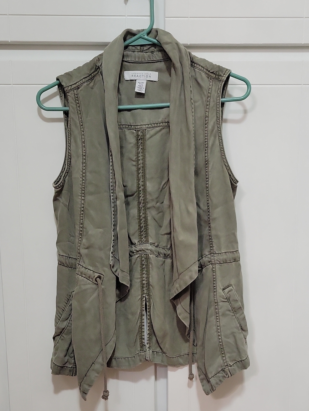 Kenneth Cole Reaction Olive Utility Draped Vest